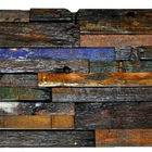 Panneaux de mur en bois de mosaïque de couleur mélangée, panneau de mur en bois acoustique de vieux bateau