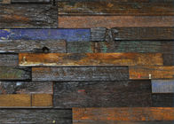 Panneaux de mur en bois de mosaïque de couleur mélangée, panneau de mur en bois acoustique de vieux bateau