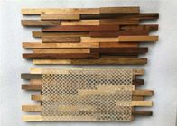 Solid Wood Mosaic Wall Panels , Room Reclaimed Boat Wood Wall Panel